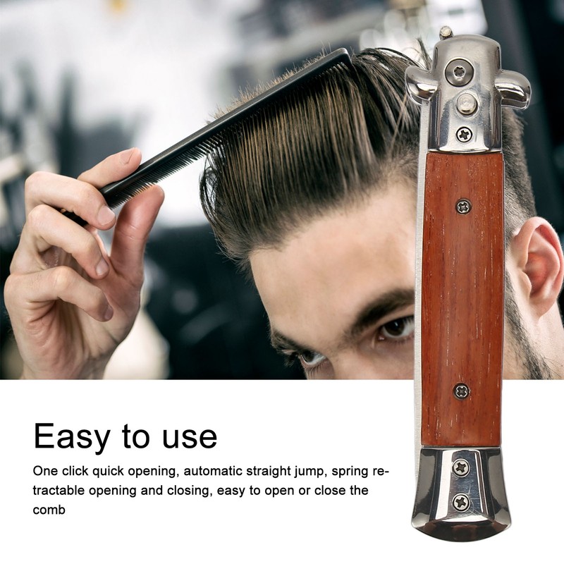 Switchblade Comb Automatic Push Button Spring Pocket Handle Folding Knife