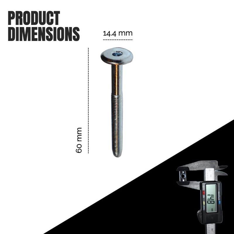 Silver Cot Bed Bolt Kit - 6mm M6 x 60mm