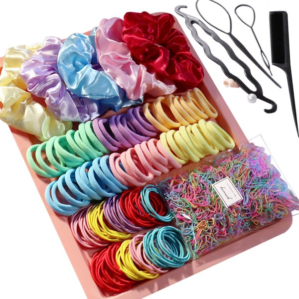 YANRONG 1159PCS Hair Accessories for Woman Set Seamless Ponytail Holders Variety Hair Scrunchies Hair Bands Scrunchy Hair Ties For Thick and Curly (Multicolour)