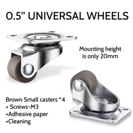 ZEPIQOR 4pcs Small Furniture Castors Swivel Castors 360 Degree Mini Wheels Swivel Castors Small Rotating Rubber Transport Wheels Universal Wheel Universal Wheels with Screws for Mini Furniture Storage