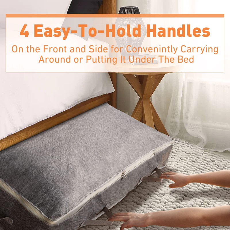 90L Under-Bed Storage Bags with Zips, Large Storage Organizer Boxes,