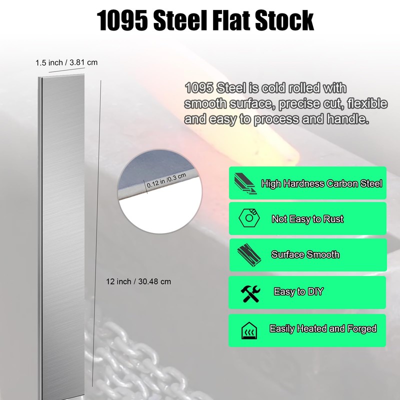 5 Pack 1095 Steel for Knife Making - 12"x1.5"x1/8" 1095