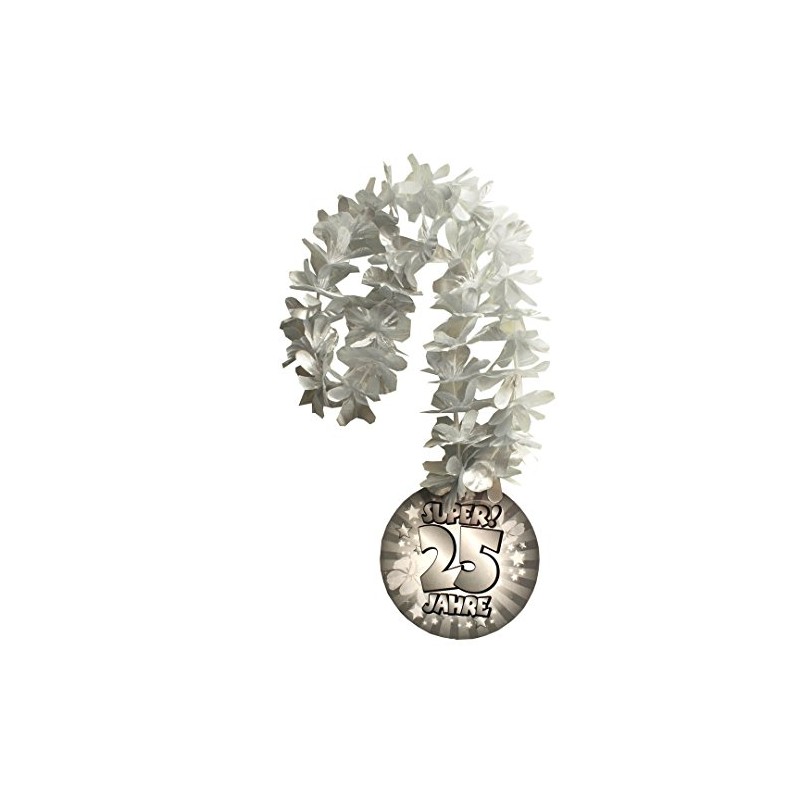 Hawaiian Necklace "25" Silver Wedding Anniversary, Plastic