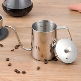 CHFNJJ Stainless Steel Coffee Pot, Gooseneck, Narrow Mouth Drip Kettle, Graduated, Coffee Drip Pot Serving (350ML)