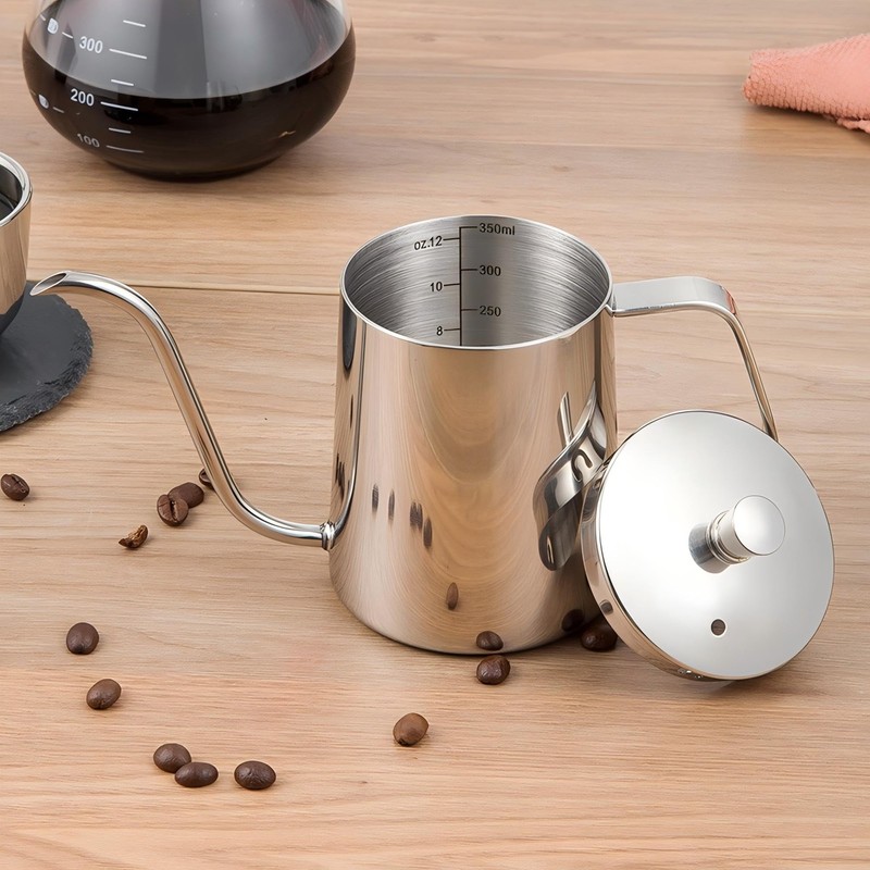 CHFNJJ Stainless Steel Coffee Pot, Gooseneck, Narrow Mouth Drip Kettle,