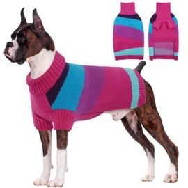OUOBOB Dog Jumper for Large Size, Turtleneck Fall Christmas Pullover, Warm Extra Sweater, Pet Outfit Knitwear for Labrador, Golden Retriever, Doberman, Boxers 3XL