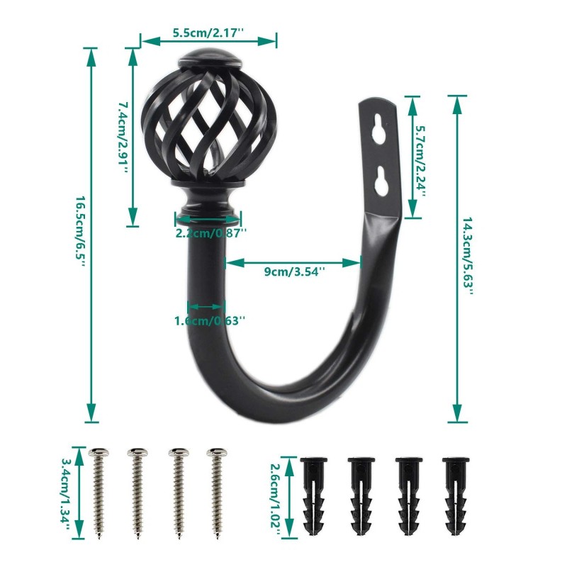Ulifestar 2 Pack Curtain Holdbacks,U Shaped Wall Mounted Curtain Tieback