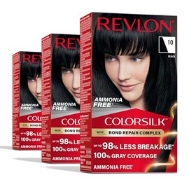 Revlon ColorSilk con Complejo de Reparación de Enlaces, Tinte Permanente para el Cabello Negro, Cobertura 100% de las Canas, Tinte para el Cabello Sin