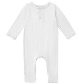 Exemaba Baby Sleepsuits Bamboo Viscose Toddler Footless Pyjamas Infant 2-way Zipper Long Sleeve Romper with Mitten Cuffs(White,12-18 Months)