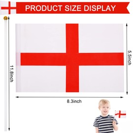 JUNEBRUSHS 20 Pcs England Flag 14x21cm Mini Handheld Flags Pocket National Flags 2025 Decorations (England flags)