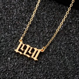 M MOOHAM Birth Year Necklace for Women, Gold 1991 Necklace Old English Birth Year Number Pendant Necklace for Women Birthday Gifts