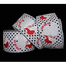 MIABE Ribbons Supplies for 25 Feet Christmas Santa Claus Black White Polka Dot Silver Edge Wired Ribbon 2 1 for Gift Wrap, Holiday Decor, Garland, Gifts, Wrapping, Wreath, Gift Bow,Craft Projects.