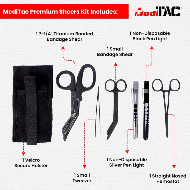 MediTac Premium First Aid Shears EMT Scissors Combo Pack (with