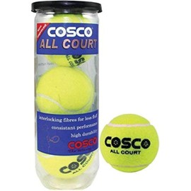 Cosco All Court Tennis Ball, Pack of 3, Yellow Light
