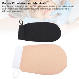 Depisuta Exfoliating Gloves, Rayon Cotton Blend for Dead Skin Removal, Black & Orange, Home Spa Essential, Improves Skin Texture, Reusable Shower Scrubber​