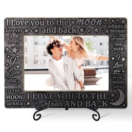 HONPHAX Couples Picture Frame, Valentine's Day Gifts for Girlfriend Boyfriend, I Love You To The Moon And Back, Love Anniversary Picture Frame, 4 x 6 Photo/FrameS04