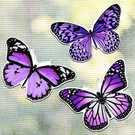 Fiada Pack of 6 Butterfly Fly Screen Magnets for Fridge Decorative Double-Sided Door Magnets Flexible Cute Magnetic Butterflies for Multicoloured Kitchen Office Decoration (Purple, Cute Style)