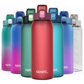 Opard 30oz Plastic Water Bottle Dishwasher Safe, Leakproof Flip-Top Lid, BPA Free Tritan, Wide Mouth Reusable Sports Water Bottle for Gym Hiking Commuting Outdoor Travel and School