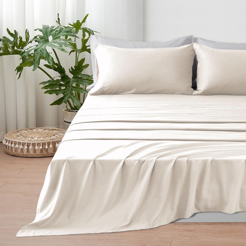 FARFALLAROSSA BEIGE MICROFIBRE BED DUVET COVER BEDDING SET WITH FLAT