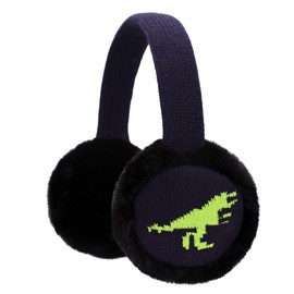 BUTITNOW Toddler Kids Knit Dinosaur Earmuffs Soft Plush Comfortable Winter Outdoor Ear Warmers for Boys Girls