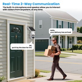 GerFalc WiFi Solar Security Camera Wireless Outdoor Surveillance with Motion Detection, 1080p HD, Color Night Vision, Two-Way Talk, Weather Resistance, Remote Monitoring, Easy Installation