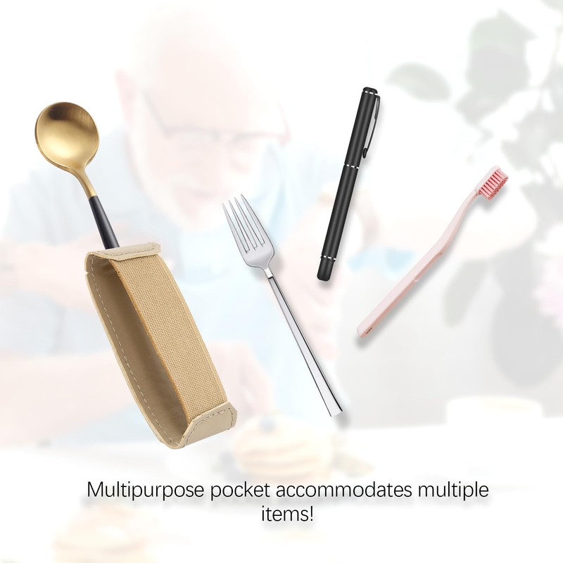 Universal Leather Sleeve with Elastic Band, Holds Utensils or Writing
