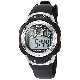 Arias ADWW17098-02 Men's Digital Dash Wristwatch, Waterproof, Multi-functional, Backlight, Urethane Strap, Black, Black, Watch Digital, Sports, Stopwatch