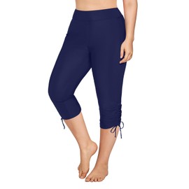 Holipick - Pantalones de natación para mujer, talla grande, con cordón, UPF50+, Azul marino, 24 Plus
