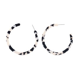 Black & White Tortoise Shell Hypoallergenic Large Hoop Earrings | Allergen Safe Earrings, Bold Statement Fashionable Hoop, Big Hoops, Lightweight, Acetate, Acrylic, Resin, Gift