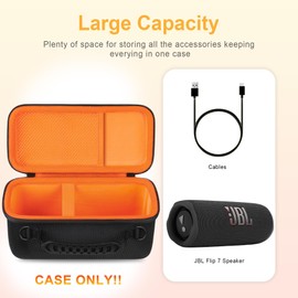 BOVKE Carrying Case for JBL Flip 7 Waterproof Portable Bluetooth Speaker, Flip 7 Protective Storage Holder Bag with Shoulder Strap and Mesh Pocket for Cables, Accessories, Black