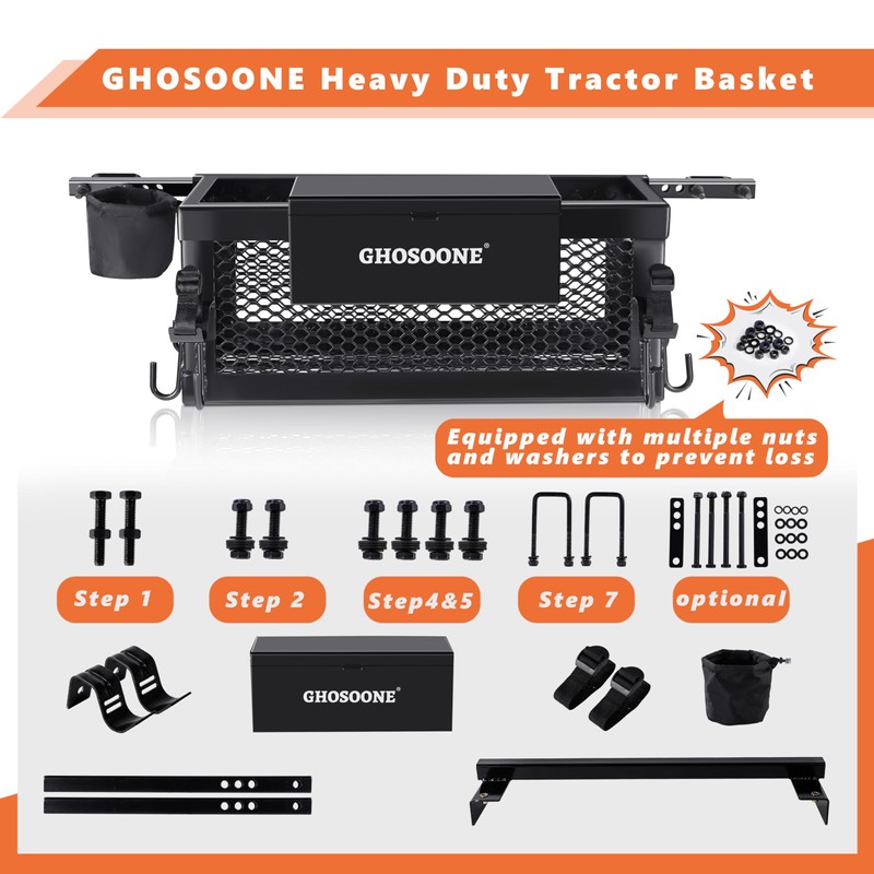 Heavy Duty Tractor Tool Box 24"x 10"x 10" Multi-Function Tractor