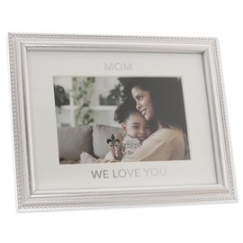 Lawrence Frames Bright Silver Beaded Frame - Mom We love You 4x6
