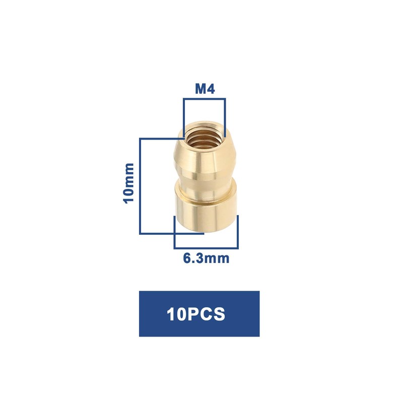 SING F LTD 10pcs M4 Spark Plug Terminal Nut Brass