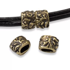 TierraCast 10 Antique Brass Jardin Barrel Beads - Organic Jewelry Components for Leather