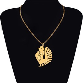 DOWAY Stainless Steel Chicken Stuff Charms Chicken Necklace Pendant Cute Thanksgiving Turkey Chickens Jewelry Gifts for Women Girls Chicken Lovers, Medium, Stainless Steel, No Gemstone