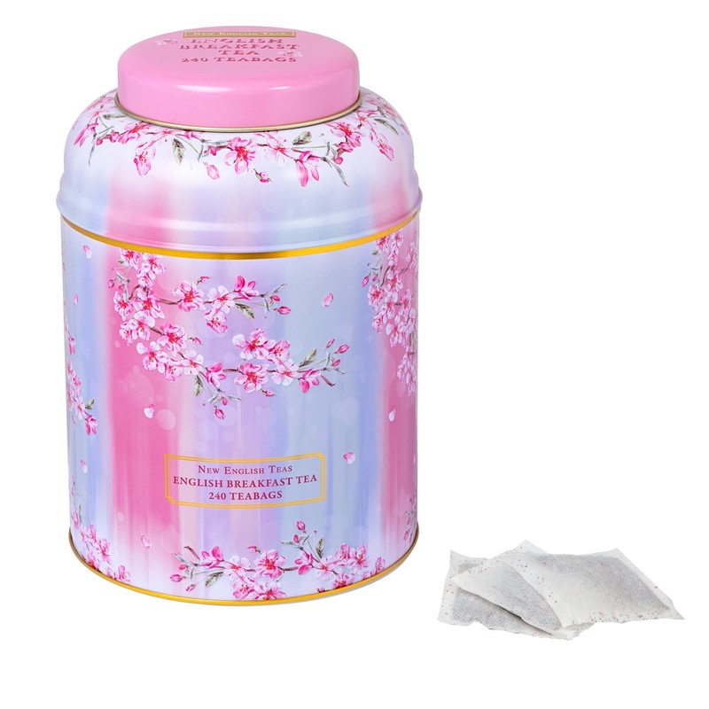 New English Teas Watercolour Cherry Blossom Tea Caddy with 240
