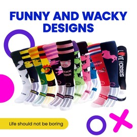 WackySox Love Horses Brilliant Pink Equestrian Riding Socks