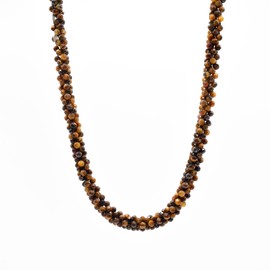 Hilary Joy Couture Choice of Gemstone Beaded Necklace Sterling Silver 75cm (Tiger's Eye)