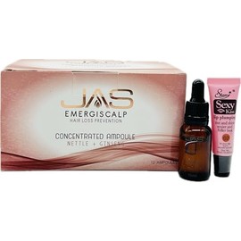 Jas Emergiscalp Hair Loss Prevention Concentrated Ampoule with Nettle + Ginseng 15 ml 1 Box of 12 with dropper-Free Starry Lipgloss 10 Ml"