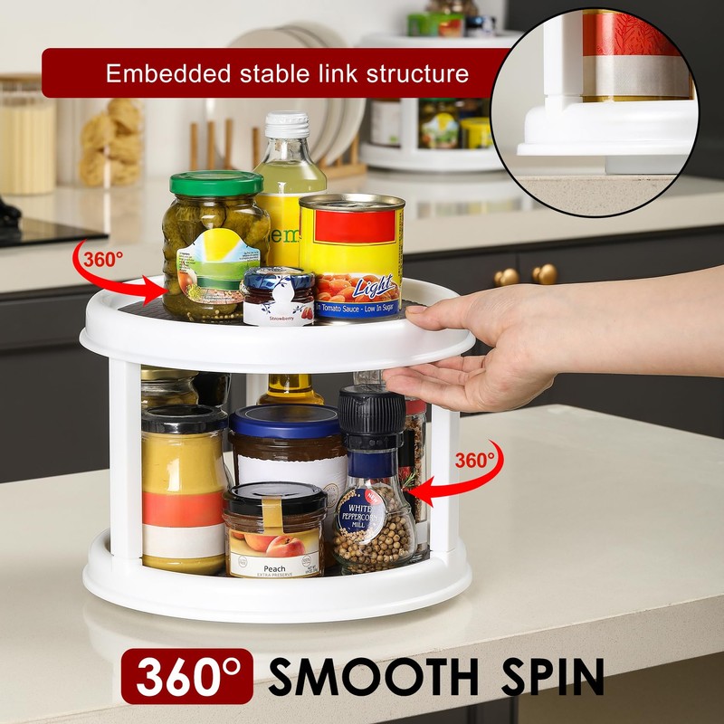 2 Pack, 2 Tier 10" Turntable Lazy Susan Spice Organizer