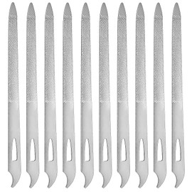 10-Pack Metal Nail Files for Natural Nails - Stainless Steel, Thin, Durable with Curved Sharp Pointed Tip, Double-Sided Manicure and Pedicure Tools