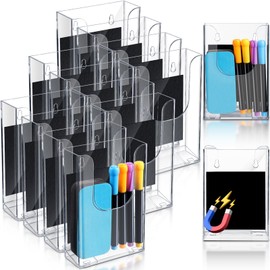 Fullhawl 12 Pcs Magnetic Brochure Holder 4x6 Inch Flyer Holder Acrylic Brochure Holders Attaches to Metal Surfaces Magnetic Trifold Holder Holds for Office Exhibition Advertising