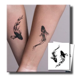 UBICA Semi Permanent Tattoos for Couple, 2 Sheets Realistic Pisces Temporary Tattoo, Lasts 7-15 Days, Waterproof and Non-Reflective, for Music Festival Party, for Arm Calf
