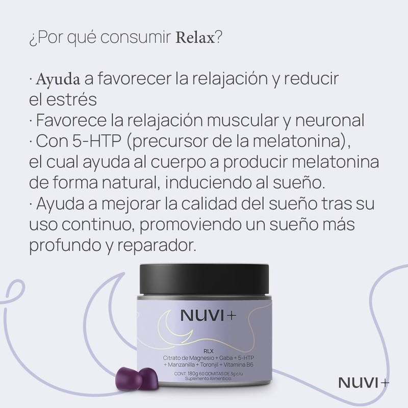 NUVI+ Gomitas de Citrato de Magnesio con GABA, 5-HTP, Manzanilla