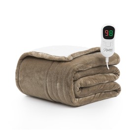 Homemate Electric Heated Blanket Twin - 62"x84" Heating Blanket Twin Size 1/2/4/6/8 Hours Auto-Off 10 Heat Level Over-Heat Protection Flannel Sherpa Big ETL Certification