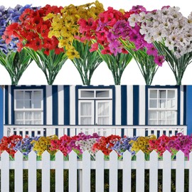 lekymo 30 Bundles Artificial Flowers for Outdoors Fake Flowers No Fade Fake Plastic Flowers Faux Plants for Decoration Outdoor Artificial Flowers Fake Outdoor Flowers for Indoor Garden Patio Yard