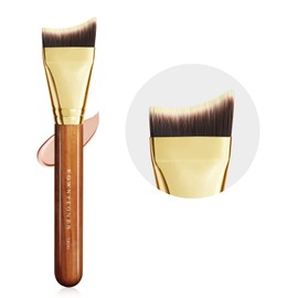 ROWNYEON CM193 Foundation Brush, Extra Fine, Fishtail Shape, Makeup Brush, Perfect for Liquid Foundation, Fiber Bristle, Red Desert Series, Soft, Easy to Use, Makeup Tool, Portable