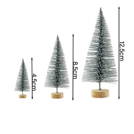 12 Pieces Mini Christmas Trees Snow Frost Trees Bottle Brush Trees Plastic Winter Snow Ornaments Tabletop Trees for Xmas Party Diorama Models Glitter Small Trees, Silver 8.5cm