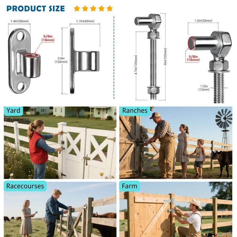 HAGWARE Farm Heavy Duty Gate Hinges, 2 Packs 6" SUS304