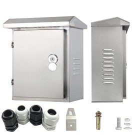 GERSIK 304 Outdoor Stainless Steel Electrical Box Enclosure, IP67 Waterproof Junction Box, Weatherproof Nema Enclosure Box, Wall-Mounted Project Boxes for Electronics with Insulation Mounting Plate